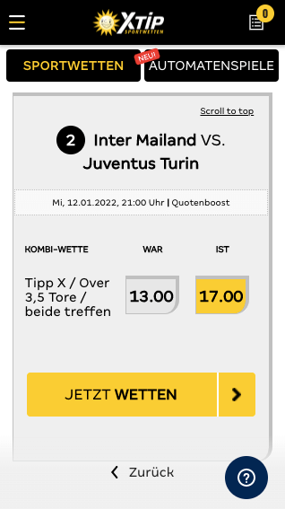Quotenboost für Inter Mailand - Juventus Turin in der Supercoppa Italiana mit der Merkur Sports App für Android & iPhone