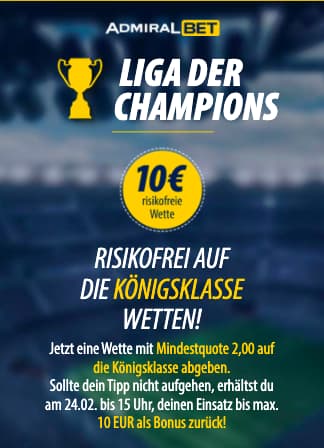 Risikolose Wette im Achtelfinale der Champions League mit der Admiralbet App für Android & iPhone