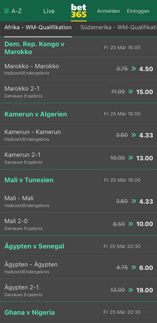 Quotenboosts in Afrikas WM-Quali für Ägypten - Senegal in der Bet365 App für Android & iPhone