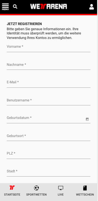 So kannst du dich in der WettArena App für Android & iPhone registrieren