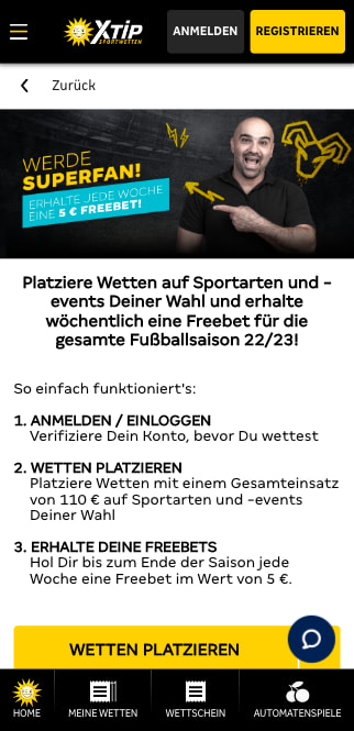 5 Euro Gratiswette für Superfans wöchentlich in der Merkur Sports App für Android & iPhone