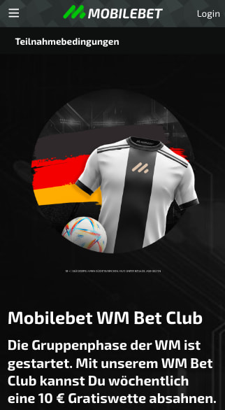 Wöchentliche Freebet im WM Bet Club der Mobilebet App für Android & iPhone