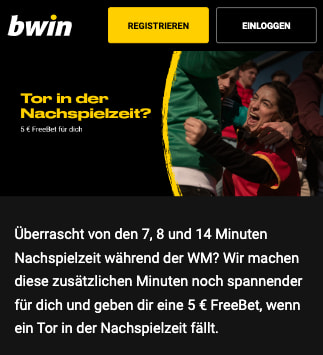 €5 Gratiswette für jedes WM 2022 Tor in der Nachspielzeit in der Bwin App für Android & iPhone