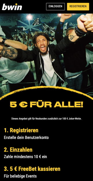 5 Euro Freebet für alle Neukunden in der Bwin App für Android & iPhone