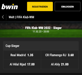 Wetten und Quoten zur Klub-WM 2022 in Marokko in der Bwin App für Android & iPhone