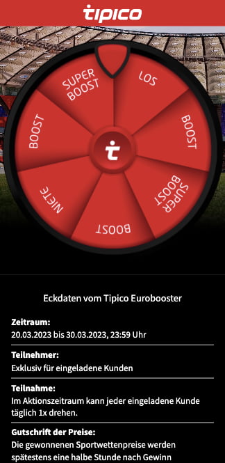 Super-Boosts und mehr beim Tipico Eurobooster in der App für Android & iPhone gewinnen
