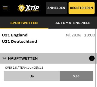 Quotenboost für England - Deutschland bei der U21 EM 2023 mit Merkur Sports App für Android & iPhone