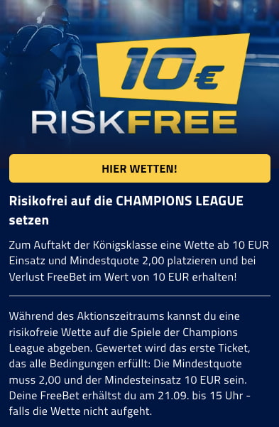 Admiralbet: 10€ risikofreie Wette zum CL-Start