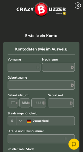 Registrierung in der Crazybuzzer App