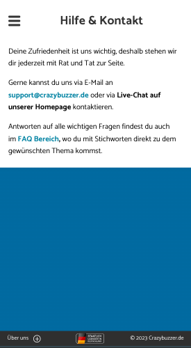 Support in der Crazybuzzer App