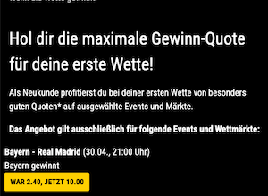 Hammer-Quote 10.0 auf Bayern-Sieg vs Real