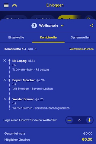 Wettschein in der Sunmaker App